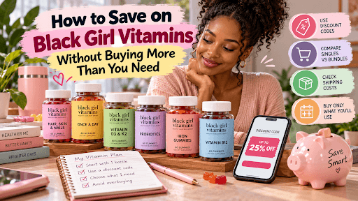 Black Girl Vitamins bottles and gummies